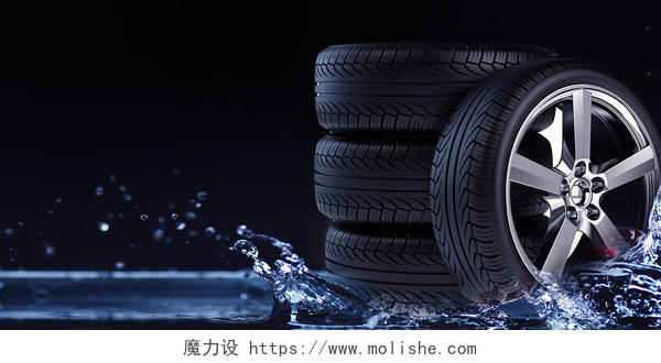 黑色蓝色白色简约大气水花轮胎轮胎展板背景